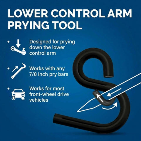 Beefy Half Ton Lower Control Arm Prying Tool With 13mm Wire Black Powder Coat Pro Grade Suspension Bushing Remover Works With Seven Eighths Inch Pry Bar Front End Automotive Repair Tool That Gets The Job Done, shown with diagram highlights