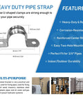 Heavy Duty Three Quarter Inch Flexible PVC Conduit Kit Pro Grade Easy Install With Thirty One Pieces Including Ten Couplings Ten Elbows And Ten Straps UV Resistant UL Listed Gray For HVAC And Refrigeration Installations, showing dimensions and installation features of pipe strap
