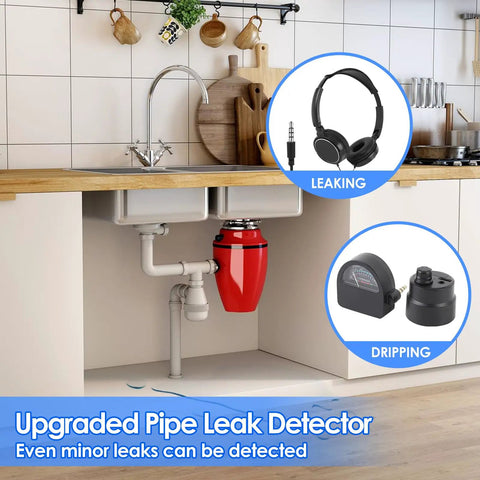 13000x High Amplification Pipe Leak Detector Kit With Rechargeable Battery, Large Headphone, And Field Strength Meter For Home Plumbing Pro Level Leak Finder For Hidden Leaks, Long Battery Life, Fast Accurate Detections in kitchen sink
