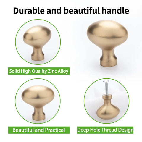 10 Pack Oval Ellipse Single Hole Cabinet Knobs In Champagne Bronze Zinc Alloy Furniture Pulls with deep thread design