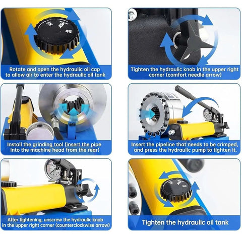 Top Tier Manual Hydraulic Hose Crimping Machine With Seven Quick Change Dies And Magnetic Jaw operation guide steps