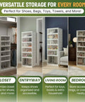 Foldable Six Tier Shoe Rack Organizer With Clear Magnetic Doors Space Saving Holds Up To 12 Pairs Of Shoes Heavy Duty Slim Vertical Cabinet for various rooms