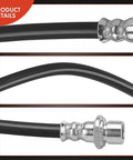 Front Brake Hose For Toyota Tundra 2007-2020 And Sequoia 2008-2019, Bolt-On Front Left Or Right, EPDM Rubber, close-up, metal fittings