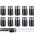 Beefed Up Black Golf Ferrule Set For Taper Tip Irons And Wedges 10 Pack visible with ferrules and club shaft