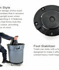 Heavy Duty Trash Can Dolly With Five Casters And Foot Stabilizer Plastic Utility Cart That Fits 20 To 55 Gallon Brute Containers Supports Up To 460 Lb Durable Black Finish For Easy Transport, black twist-on top view with foot stabilizer