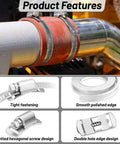 Heavy Duty Adjustable Hose Clamp Kit 304 Stainless Steel Band 14.7 Ft Duct Strapping With Holes And 10 Strong Fasteners on pipe