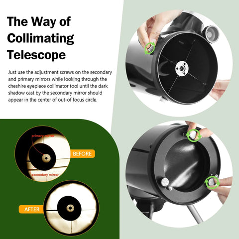 1.25 Inch Metal Collimating Cheshire Eyepiece For Newtonian Reflectors Without Laser in use for mirror alignment