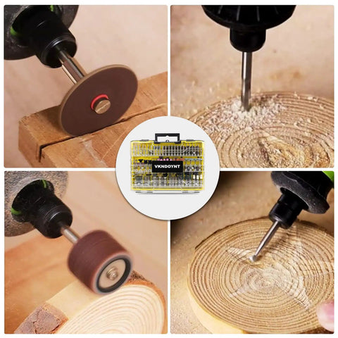 Badass 544 Piece Rotary Tool Accessories Kit With Universal Drill Bits Sanding Discs Wire Brushes Diamond Cutters And Nifty Carrying Case for wood shaping and sanding.