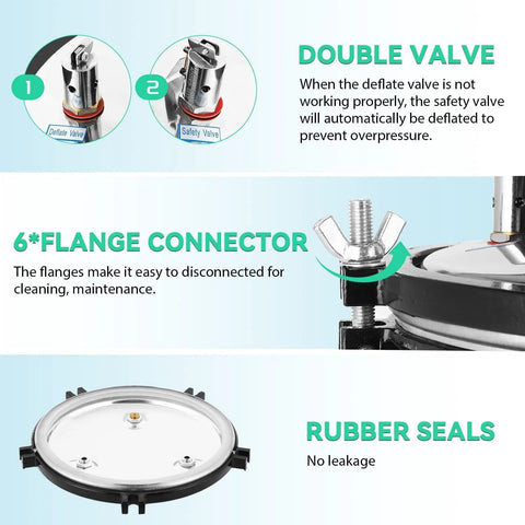 Mxmoonfree 12L lab autoclave, portable steam sterilizer with 6-inch flange connector and rubber seals.