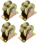 4-Pack Heavy-Duty 660 Lbs Each 2-Inch V-Groove Casters With Brackets For Sliding Gates Rolling Gates And Industrial Machines