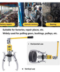 Heavy Duty Hydraulic Gear Puller Badass Bearing Hub Separator With Fifty Ton Pull Two Or Three Jaw Design 50 Cm Reach in use.