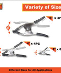 Nickel Plated Metal Spring Clamps Set For Woodworking And Photography Backdrops, Heavy Duty Clips in 2 Inch, 4 Inch, and 6 Inch Sizes