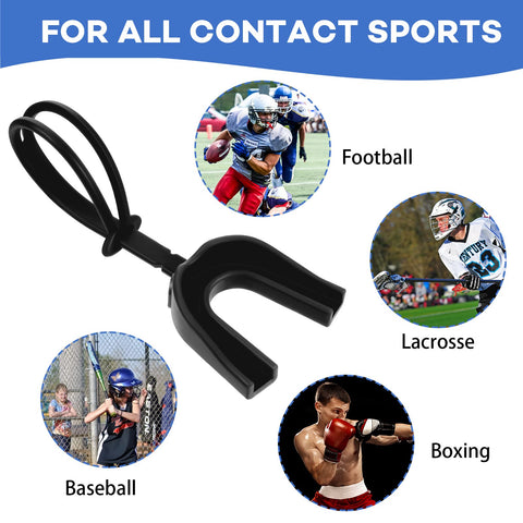 10 Pack Strapped Mouth Guards With Strap No Boiling Mouthguard For Adults And Youth Football Boxing Basketball Lacrosse Black Durable Mouthpiece Protector