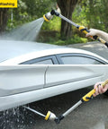 16 Inch Garden Watering Wand With 180 Degree Rotating Head And Thumb Control Shut Off Valve in use for car washing