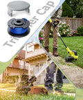 Man using cordless trimmer with 4 Pack Replacement Spool Cap For Ryobi Weed Eater And String Trimmers AC14HCA in garden