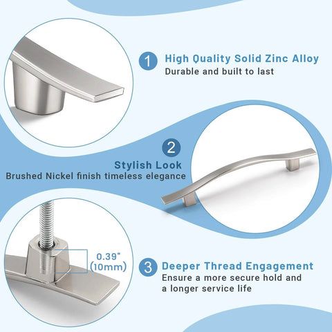Stylish Wave Design Brushed Nickel Cabinet Pulls For Kitchen And Bathroom Upgrades Awesome 6 Pack Zinc Alloy Handles.