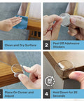 Rock Solid Table Corner Protectors And Clear Edge Guards For Baby Proofing Furniture Safety With Heavy Duty Tape application steps.