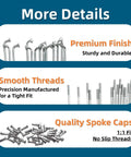 Bike Spokes 12G 2.5mm Steel Set In Silver For Electric Bicycles E Bike And Tricycles Includes Nipples, shown with finish and caps