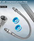 Built Tough 3/8 NPT Male Stainless Steel Compressor Jumper Hose, 20 Ft Long, 450 PSI, with Swivel Connectors and SUS304