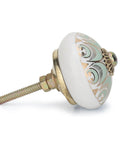 Killer Vintage Ceramic Dresser Knobs Pack Of 6 Assorted Green Drawer Pulls With Hand Painted Floral Designs And Gold Accents For Kitchen Cabinets Bedroom Decor Vibes side view of a ceramic knob with gold accents