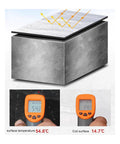 Grizzled Crew Approved Roof Patch Tape With Thick Bitumen Base And Cool Reflective Foil Self Adhesive Heavy Duty Weatherstripping Roll on a roof surface with temperature readings.