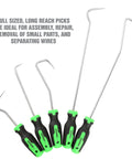 OEMTOOLS 5-piece hose remover set with green and black handles; stainless steel picks for radiator and heater hoses