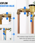 Upgraded Three Quarter Inch 720A Pressure Vacuum Breaker Assembly with brass backflow preventer and PVB installation details