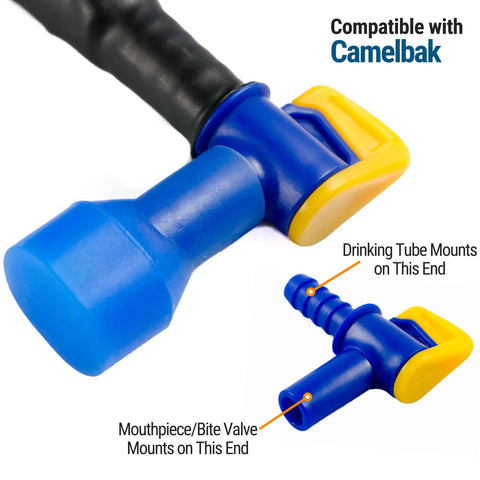 Replacement Bite Valve Mouthpieces 4 Pack With Shutoff Valve And Tube O Ring For Hydration Bladders Fits CamelBak And Most Brands blue plastic valve close-up