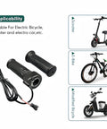 Full Twist Throttle For 12V-72V Ebikes And Scooters 3 Pin SM Connector 71 Inch Wire Right Hand Grip, black grips with wire