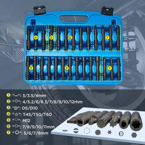 Heavy Duty 47 Piece Shock Absorber Socket Wrench Set With Pass Through Sockets And Nut Removal Tool for Vehicles in Case