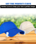 Two caps using Hat Brim Bender Tool For The Perfect Curve Every Time Pro Grade Hat Curve Shaper With Secure Ear Grooves in white, 2-pack.