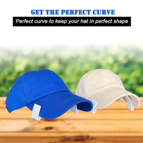 Two caps using Hat Brim Bender Tool For The Perfect Curve Every Time Pro Grade Hat Curve Shaper With Secure Ear Grooves in white, 2-pack.