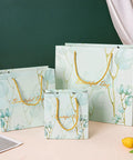 Blue Paper Bags Set 30 Pack Premium 3D Cut Tote Bags For Shopping Clothing Jewelry And Souvenirs Gift Wrapping Supplies display