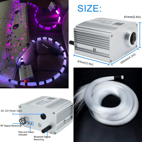 550Pcs Twinkle Starlight Fiber Optic Headliner Kit With 9.8Ft 0.03In Strands, RGBW Light Engine, Touch Remote details