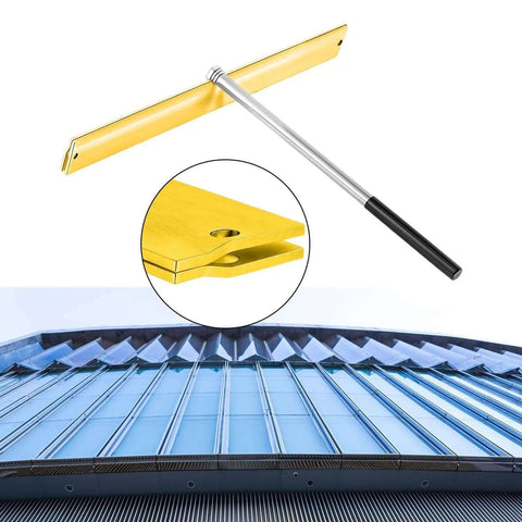 Heavy Duty Sheet Metal Folding And Hemming Tool For Ducts And Standing Seam Roofing, top view with ergonomic grip and deep bend demo