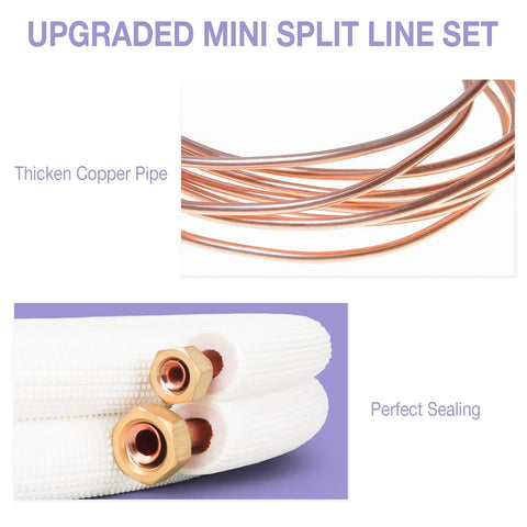 Image of 13 Ft Mini Split Line Set 1/4 And 3/8 Inch AC Copper Tubing showcasing thick copper pipes and perfect sealing.