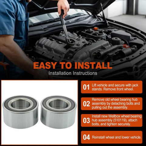 Installation process for Premium Front Wheel Bearing Hub Assembly Fits Chevrolet Sonic And Buick Encore with tools and parts.
