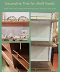 Unlacquered Brass Gallery Rails For Bookcases 5 Pack Shelf Railing Brackets with Tipping Spindles Holders