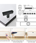 Slick Matte Black Cabinet Pulls 2 Pack Square T Handles with installation steps for heavy duty stainless steel drawer knobs.