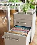 Wheat Straw Expanding Hanging File Folders Sort Your Mess Without The Hassle Featuring Smooth Glide Pockets Perfect For Letter Size Documents A Solid Three Pack That Nails Tidy Storage And Fits Cabinets Like A Glove with color-coded folders in desk drawer.