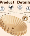 Close-up of Top Shelf Unbleached Paper Coffee Filters 500 Pack, showing pre-drilled hole design and ruffled edges.
