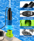 Top Tier 635 Gph Submersible Sump Pump With Brushless Motor Engineered For Ryobi 18v Cordless Battery Setup draining water from a pool.