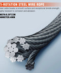 Anti-Rotation Steel Wire Rope 6.5ft 2m diameter 4mm with smooth surface for durability used in heavy-duty applications.