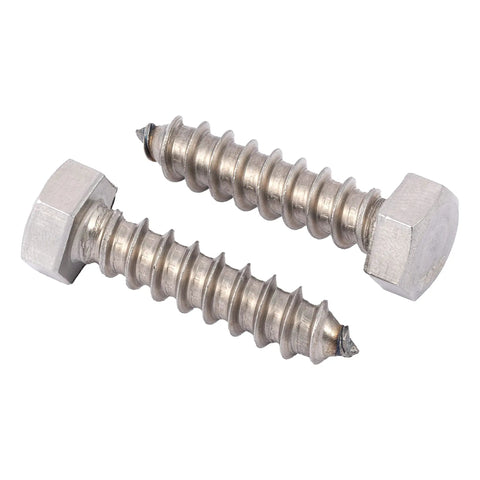 Beefy Stainless Lag Bolts 3/8 By 1-1/2 Inch Heavy Duty Wood Screws 25 Pack 304 Stainless Steel Hex Lag Screws close-up