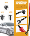 Premium 120 Piece Bumper And Fender Retainer Clip Kit With Splash Shield Wheelwell Screws That Works Like A Champ For Honda And Acura Civic And Accord Repairs, including clips and a rivet removal tool.