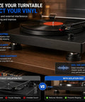 Turntable with 12 Pack Speaker Isolation Pads with Screws Rubber Feet for Bookshelf Speakers Studio Monitors Subwoofers