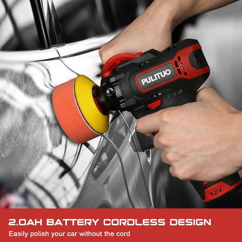 Cordless 3 Inch Car Buffer Polisher Kit With 12V 2000mAh Battery And 45 Minute Fast Charger used on car surface