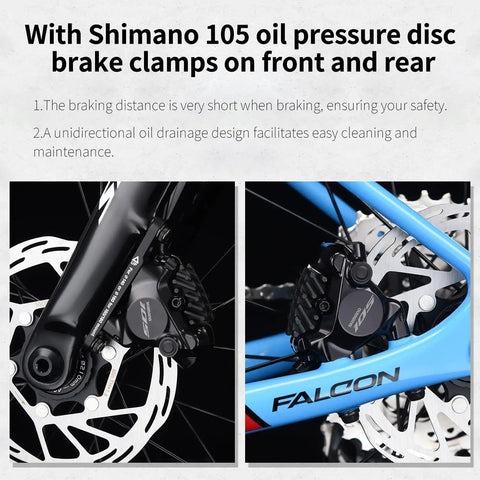 Carbon Road Bike With Lightweight T1000 Frame And 24 Speed Shifting, Shimano 105 Di2 7170 Groupset, disc brakes detail