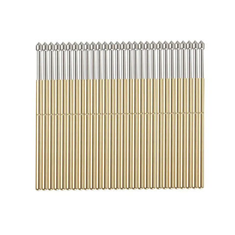 100 Piece P100 E2 Spring Test Probes Kit With Tapered Head Brass 1.5mm Contact Pins For PCB Testing layout on white background
