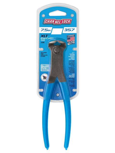 End Cutting Nipper Pliers Model 357 With High Leverage XLT Design Made In USA 7-Inch Heavy Duty Wire Cutting Tool in packaging